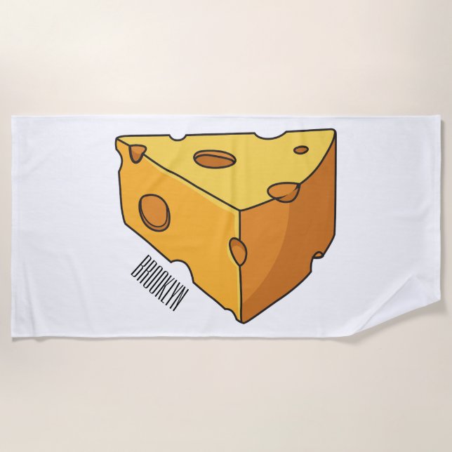 Cheese cartoon illustration beach towel (Front)