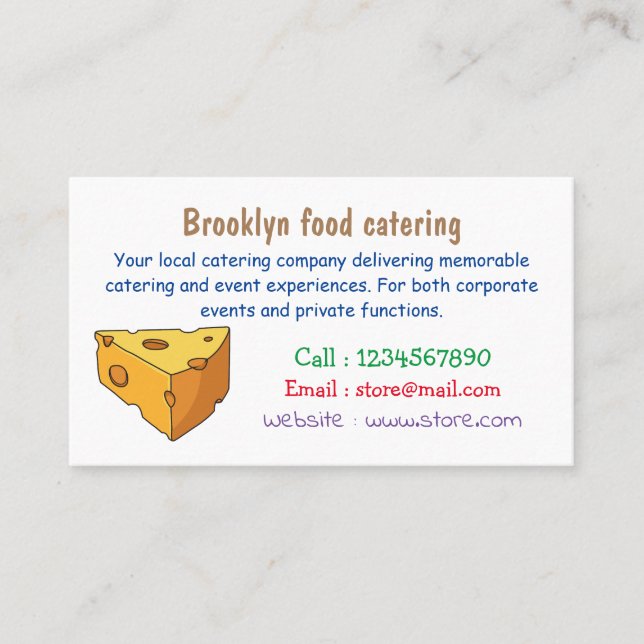 Cheese cartoon illustration business card (Front)