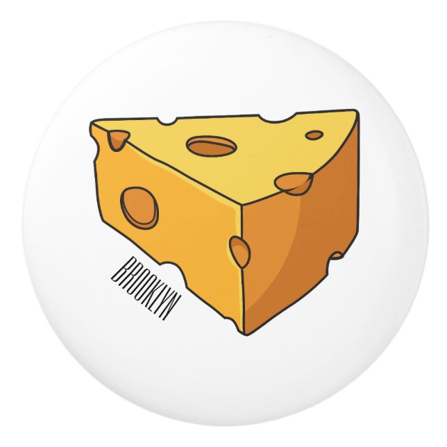 Cheese cartoon illustration ceramic knob (Front)