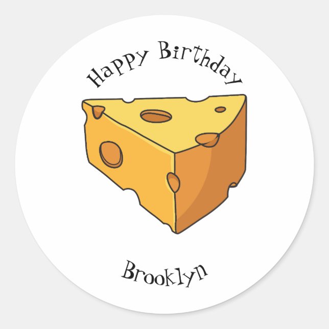 Cheese cartoon illustration classic round sticker (Front)