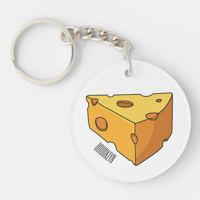 Cheese cartoon illustration key ring (Front)