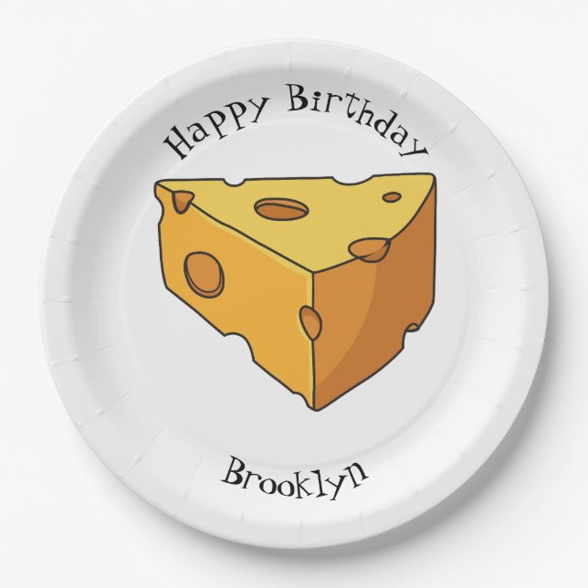 Cheese cartoon illustration paper plate (Front)
