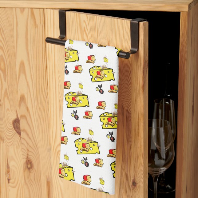 Cheese Cat Mouse Mice Kitchen Hand Towel (Thirds Fold)