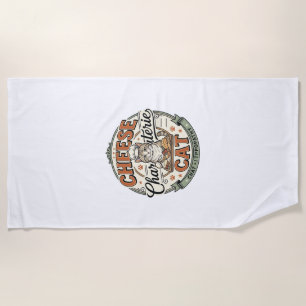 Cheese Charcuterie Cat Cheese Charcuterie Cat Vint Beach Towel