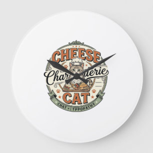 Cheese Charcuterie Cat Cheese Charcuterie Cat Vint Large Clock