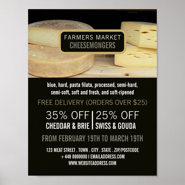 Cheese Display, Cheesemonger Advertising Poster (Front)