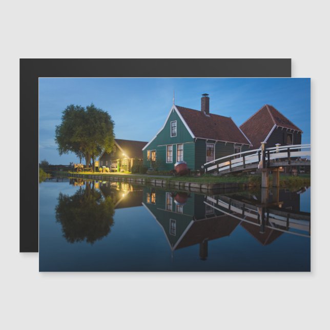Cheese farm house at twilight in Holland Magnetic Invitation (Front/Back)