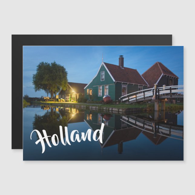 Cheese farm house at twilight in Holland Magnetic Invitation (Front/Back)