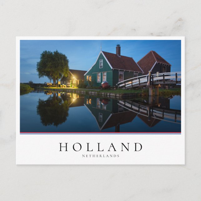 Cheese farm house at twilight in Holland Postcard (Front)