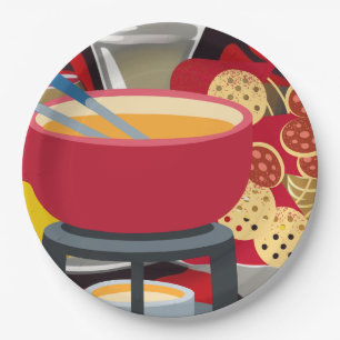 Cheese Fondue Paper Plate