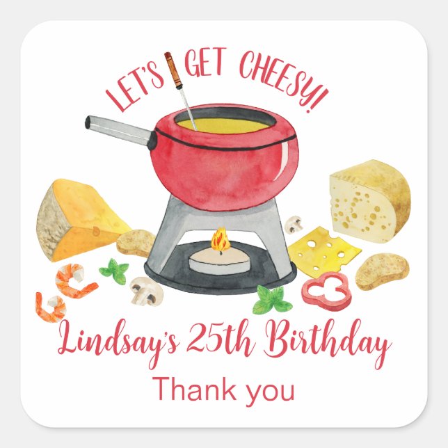Cheese Fondue Party Square Sticker (Front)