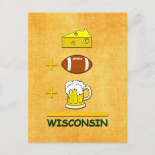 Cheese Football Beer Wisconsin Funny  Math Postcard