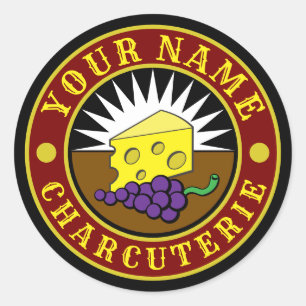 Cheese & Grapes Charcuterie Logo Template Classic Round Sticker
