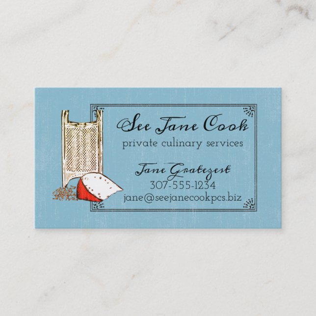 Cheese grater culinary chef catering business card (Front)