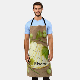 cheese in slices with grapes apron