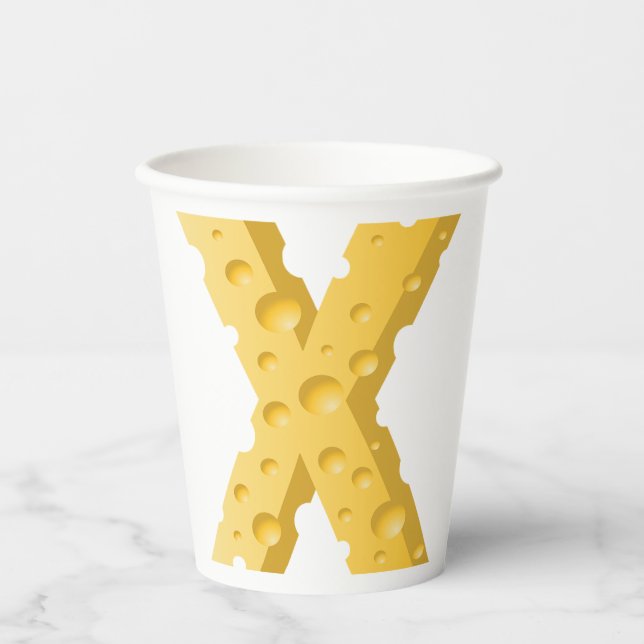 Cheese Letter X Typography Paper Cups (Front)