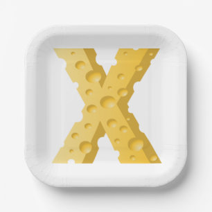 Cheese Letter X Typography Paper Plate