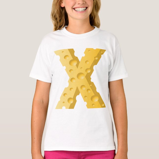 Cheese Letter X Typography T-Shirt (Front)
