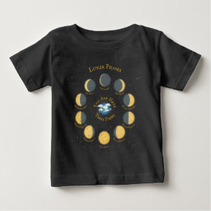 Cheese Moon Whimsical Lunar Phases Chart Dark Baby T-Shirt