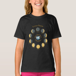 Cheese Moon Whimsical Lunar Phases Chart Dark T-Shirt