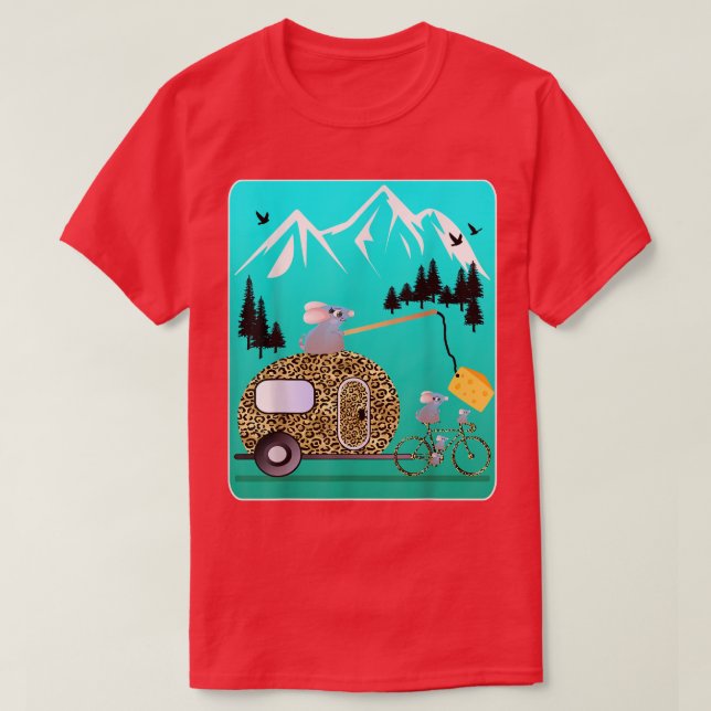 CHEESE MOTIVATION MICE CAMPER BIKE TOUR MOUNTAIN C T-Shirt (Design Front)