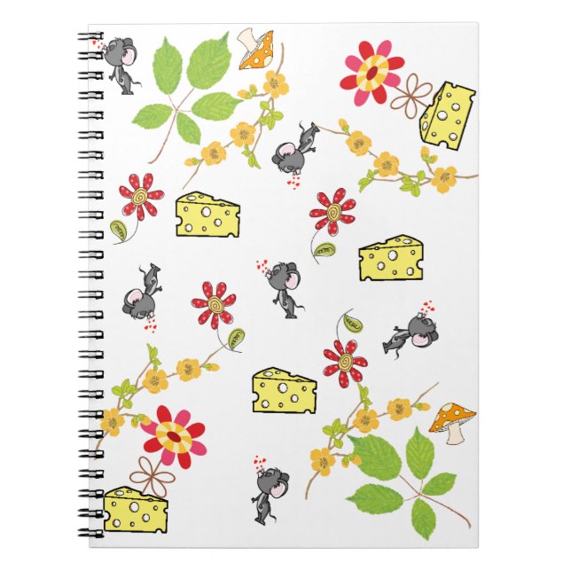 Cheese Mouse Floral Notebook (Front)