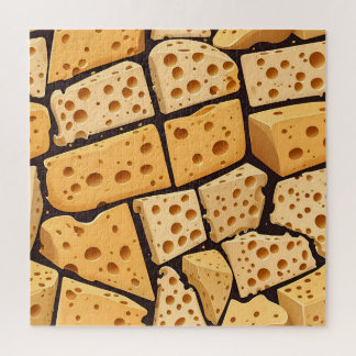 Cheese Pieces With Natural Holes Cute Pattern  Jigsaw Puzzle