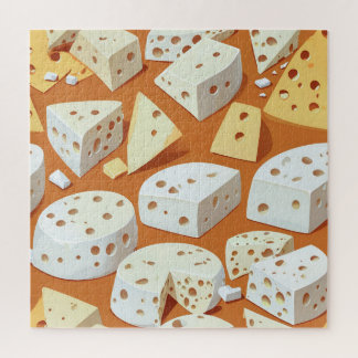 Cheese Pieces With Natural Holes Cute Pattern  Jigsaw Puzzle