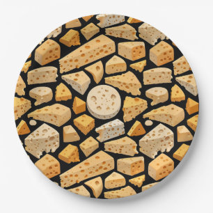 Cheese Pieces With Natural Holes Cute Pattern Paper Plate