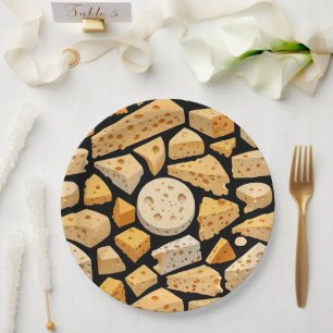 Cheese Pieces With Natural Holes Cute Pattern Paper Plate