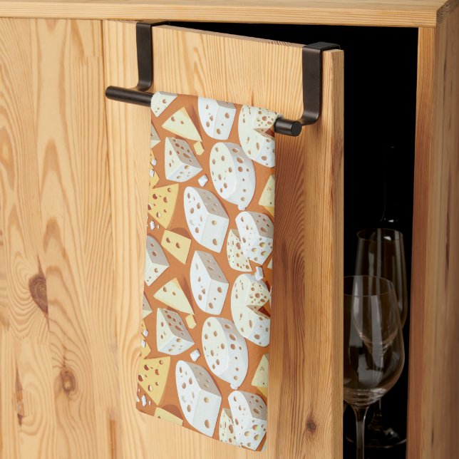 Cheese Pieces With Natural Holes Cute Pattern  Tea Towel (Thirds Fold)