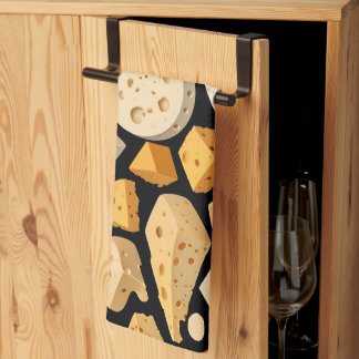 Cheese Pieces With Natural Holes Cute Pattern  Tea Towel