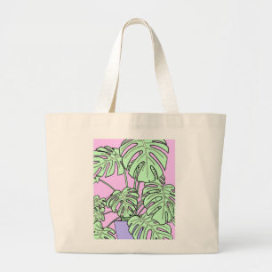 Cheese plant bookmark, plant lover  large tote bag