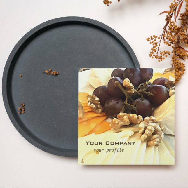 cheese platter with grapes square business card (Creator Uploaded)