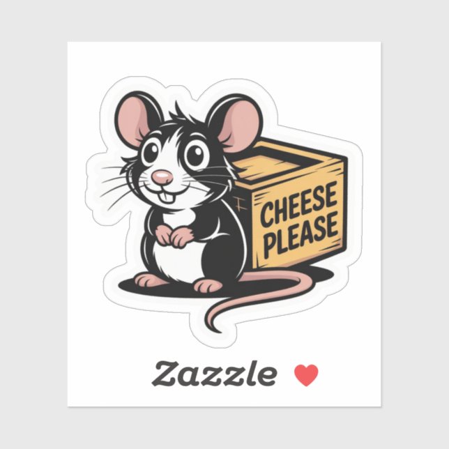 Cheese Please Rat Sticker – Playful & Whimsical (Sheet)