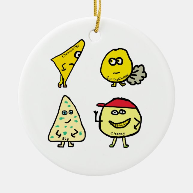 Cheese Puns Ceramic Tree Decoration (Front)