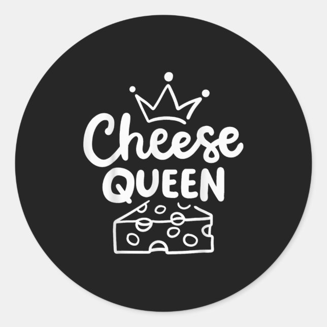 Cheese Queen Co. Women's Yellow Modern Letter Prin Classic Round Sticker (Front)