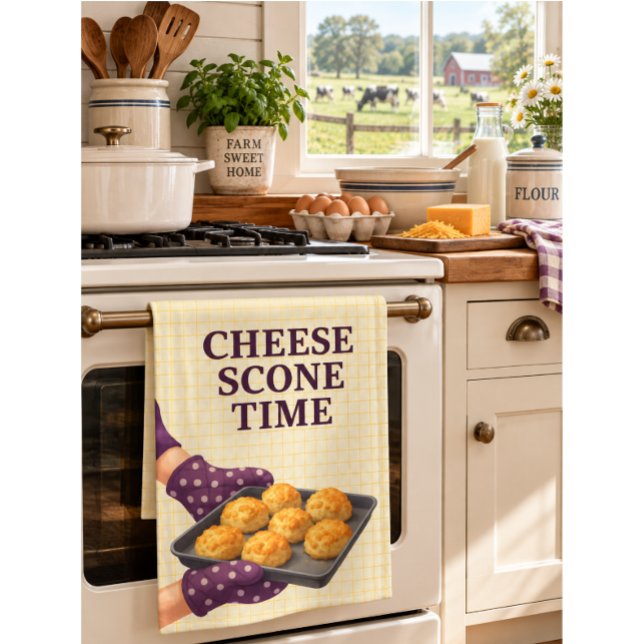 Cheese Scone Tea Towel | Farmhouse Baking Gift (Cheese Scone Tea Towel for bakers, scone lovers and foodies. A fun baking gift for her, Mum, Nana.)
