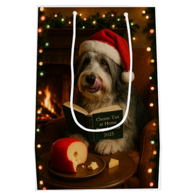 Cheese Tax Christmas gift bag Bearded Collie (Back)