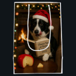 Cheese Tax Christmas gift bag - Border Collie<br><div class="desc">Individually designed Christmas gift bag featuring a black and white Border Collie reading a book entitled 'Cheese Tax at Home Regulations 2025'.

We all know The Cheese Tax must be paid - rules are rules!</div>