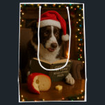 Cheese Tax Christmas gift bag - Border Collie<br><div class="desc">Individually designed Christmas gift bag featuring a brown and white Border Collie reading a book entitled 'Cheese Tax at Home Regulations 2025'.

We all know The Cheese Tax must be paid - rules are rules!</div>