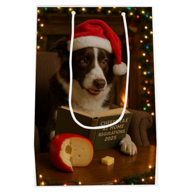 Cheese Tax Christmas gift bag - Border Collie (Back)