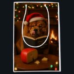 Cheese Tax Christmas gift bag - Chow Chow<br><div class="desc">Individually designed Christmas gift bag featuring a vreally cute and very fluffy Chow Chow dog reading a book entitled 'Cheese Tax at Home Regulations 2025'.

We all know The Cheese Tax must be paid - rules are rules!</div>