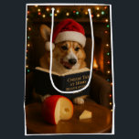 Cheese Tax Christmas gift bag - Corgi<br><div class="desc">Individually designed Christmas gift bag featuring a beautiful Pembrokeshire Corgi reading a book entitled 'Cheese Tax at Home Regulations 2025'.

We all know The Cheese Tax must be paid - rules are rules!</div>