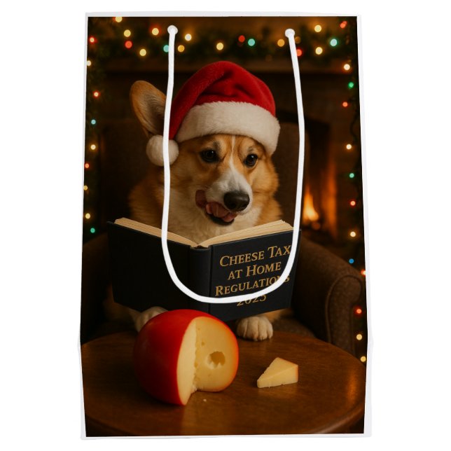 Cheese Tax Christmas gift bag - Corgi (Back)