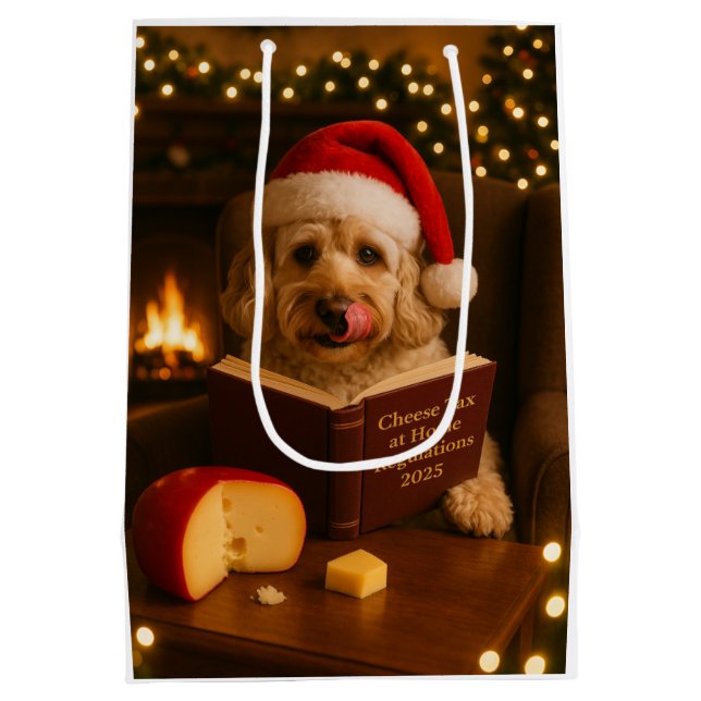 Cheese Tax Christmas gift bag - Cream Cockerpoo (Back)
