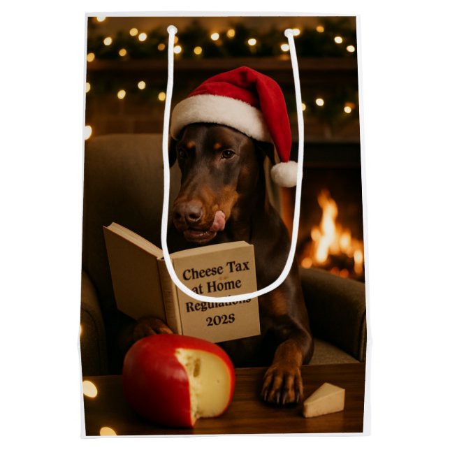 Cheese Tax Christmas gift bag - Doberman (Back)
