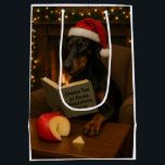Cheese Tax Christmas gift bag - Doberman<br><div class="desc">Individually designed Christmas gift bag featuring a Doberman reading a book entitled 'Cheese Tax at Home Regulations 2025'.

We all know The Cheese Tax must be paid - rules are rules!</div>