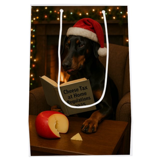 Cheese Tax Christmas gift bag - Doberman (Back)