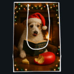 Cheese Tax Christmas gift bag - Jack Russell<br><div class="desc">Individually designed Christmas gift bag featuring a (deceptively I'm sure!) cute Jack Russell Terrier reading a book entitled 'Cheese Tax at Home Regulations 2025'.

We all know The Cheese Tax must be paid - rules are rules!</div>
